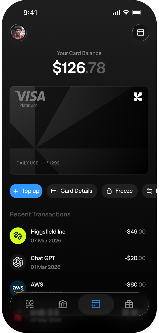 Card balance screen