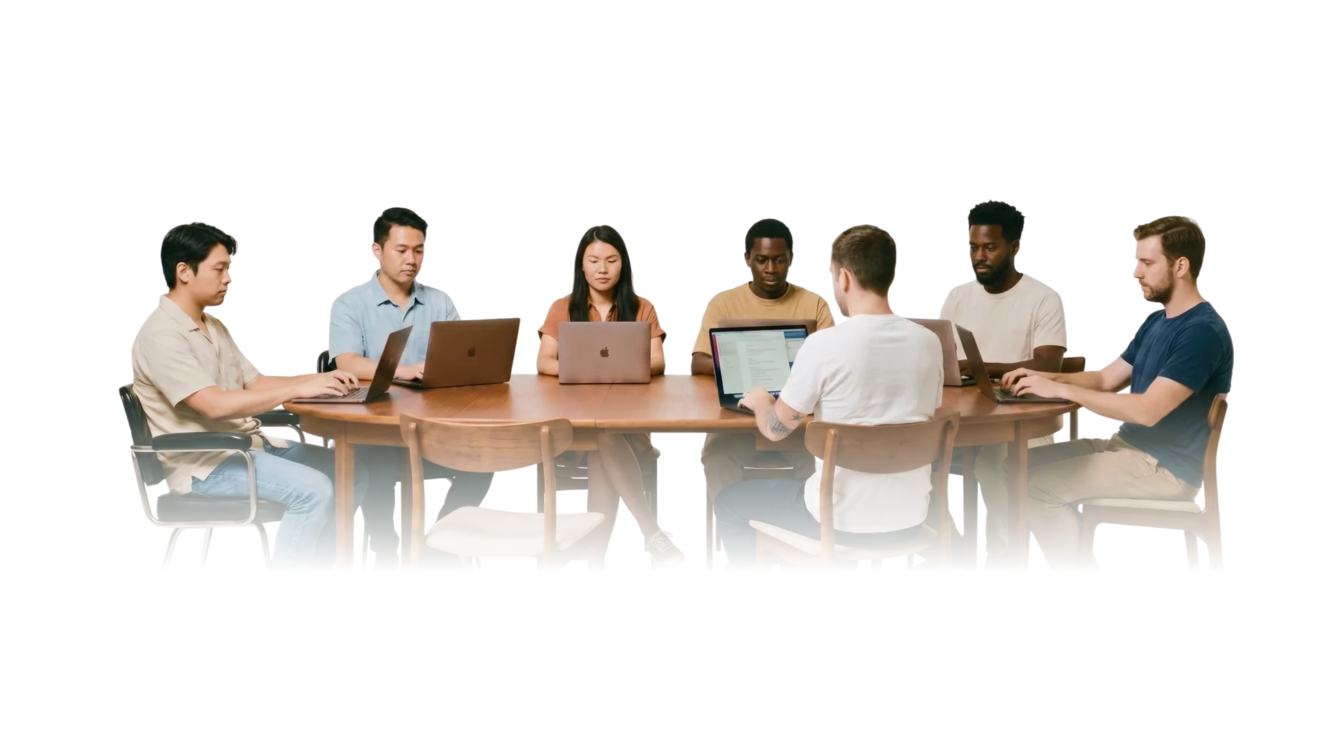 Team collaborating around a table