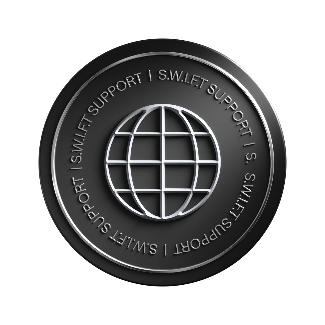 SWIFT account icon, receive international wire transfers in any currency